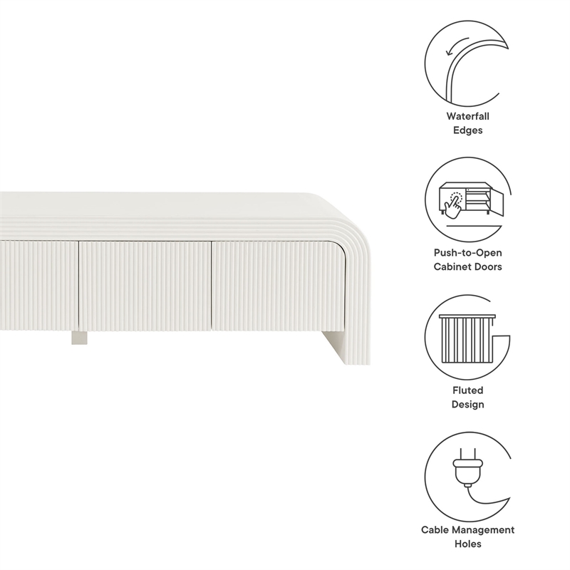 Waterflute TV Stand in White Matte