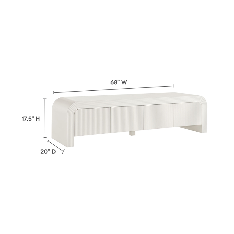 Waterflute TV Stand in White Matte