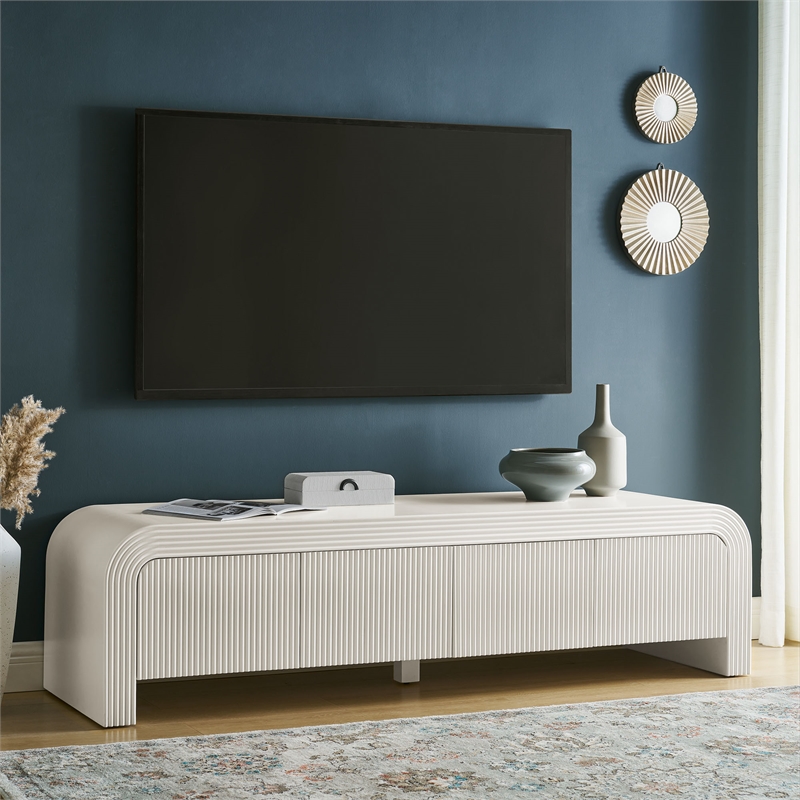 Waterflute TV Stand in White Matte