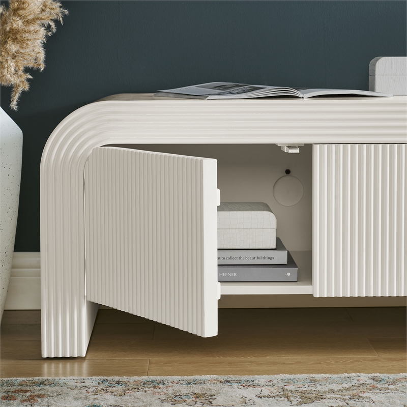 Waterflute TV Stand in White Matte