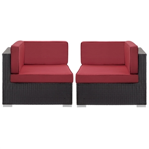 Gather Corner Sectional Set of 2 in Espresso Red