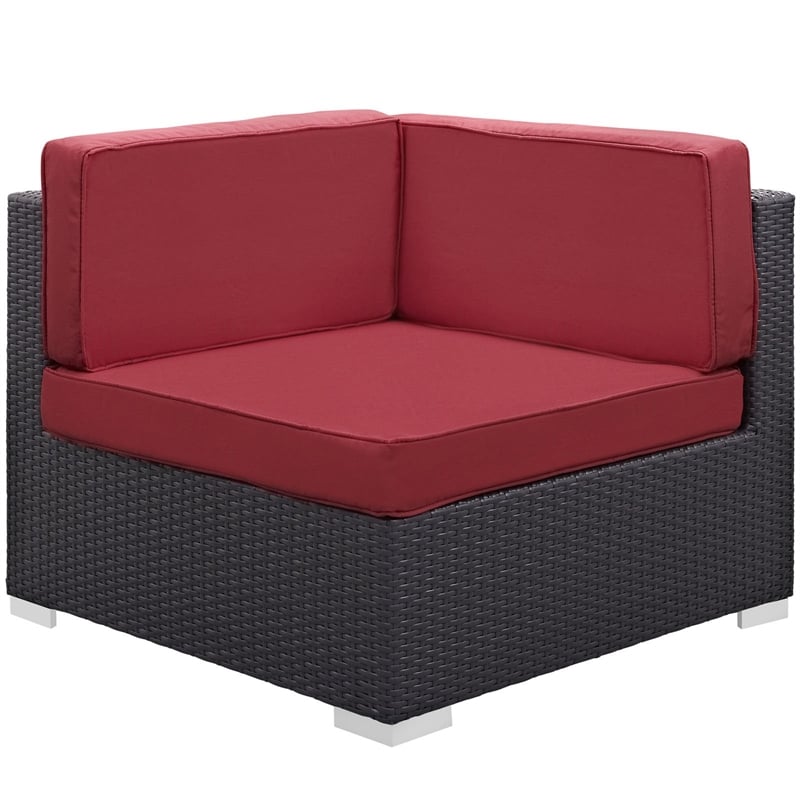 Gather Corner Sectional Set of 2 in Espresso Red