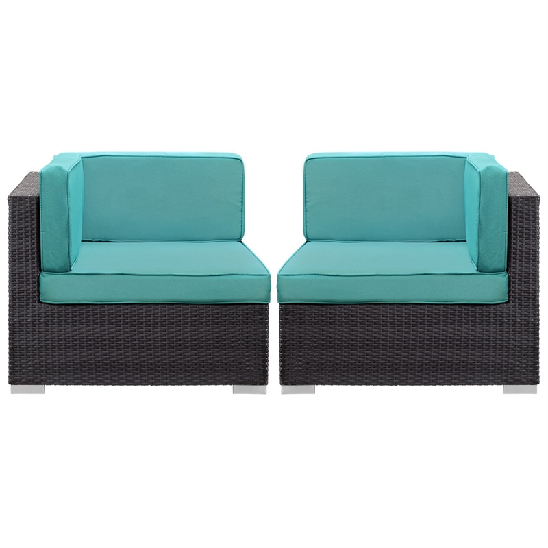 Gather Corner Sectional Set of 2 in Espresso Turquoise