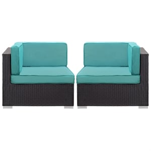Gather Corner Sectional Set of 2 in Espresso Turquoise