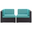 Gather Corner Sectional Set of 2 in Espresso Turquoise