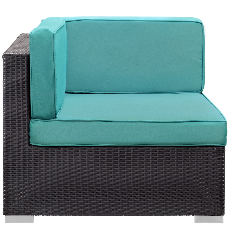 Gather Corner Sectional Set of 2 in Espresso Turquoise