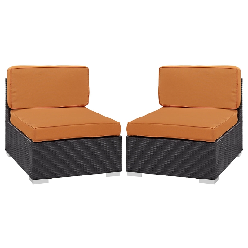 Gather Armless Chair Set of 2 in Espresso Orange