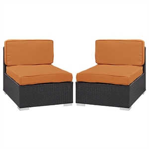 Gather Armless Chair Set of 2 in Espresso Orange