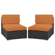 Gather Armless Chair Set of 2 in Espresso Orange