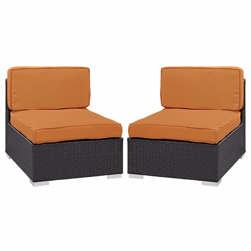 Gather Armless Chair Set of 2 in Espresso Orange