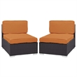 Gather Armless Chair Set of 2 in Espresso Orange