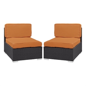gather armless chair set of 2 in espresso orange