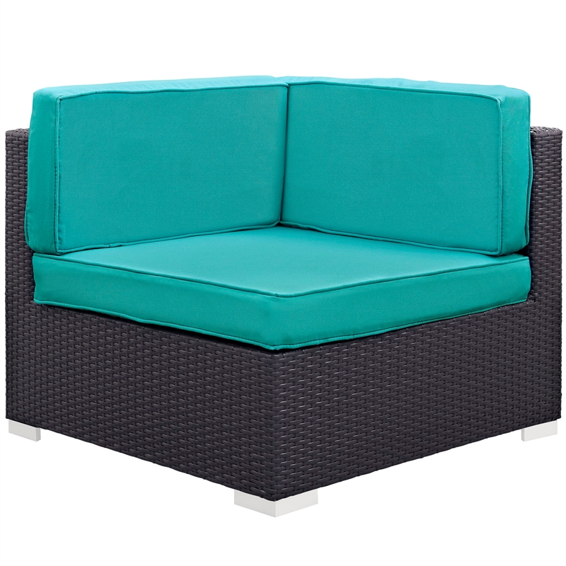 Gather Sectional Set in Espresso Turquoise