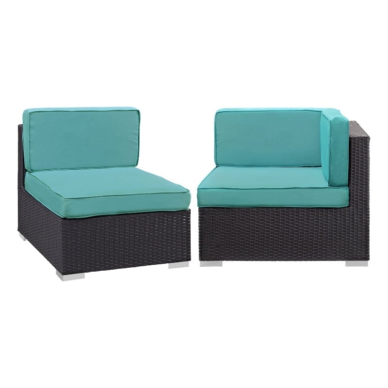 Gather Sectional Set in Espresso Turquoise