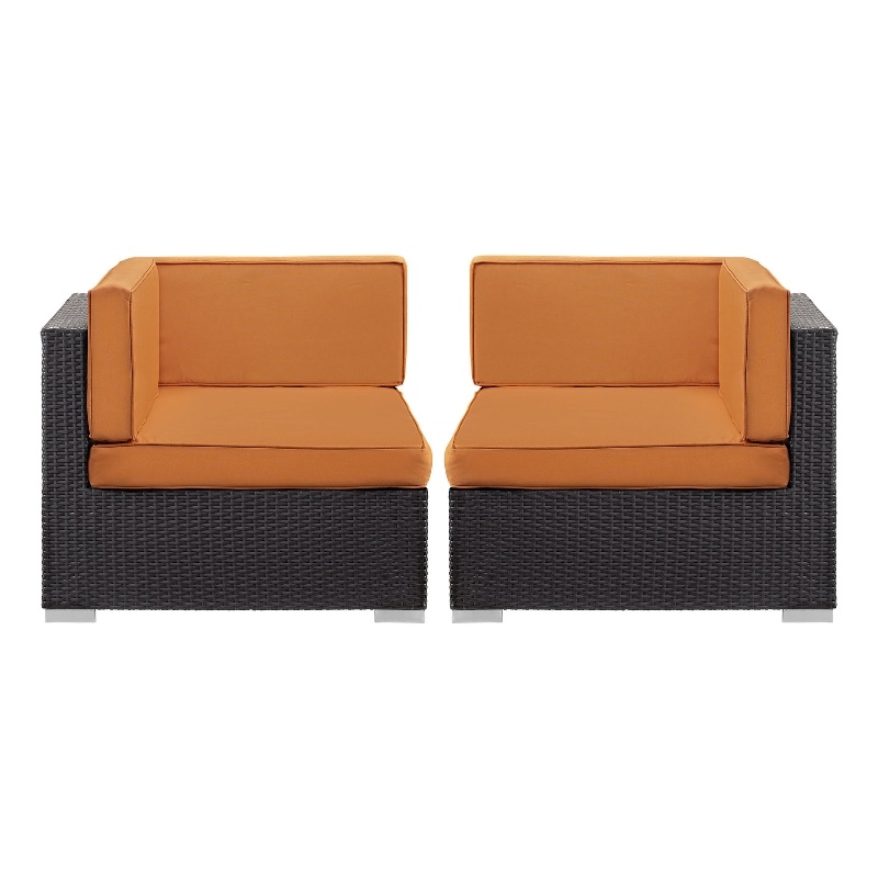 Gather Corner Sectional Set of 2 in Espresso Orange