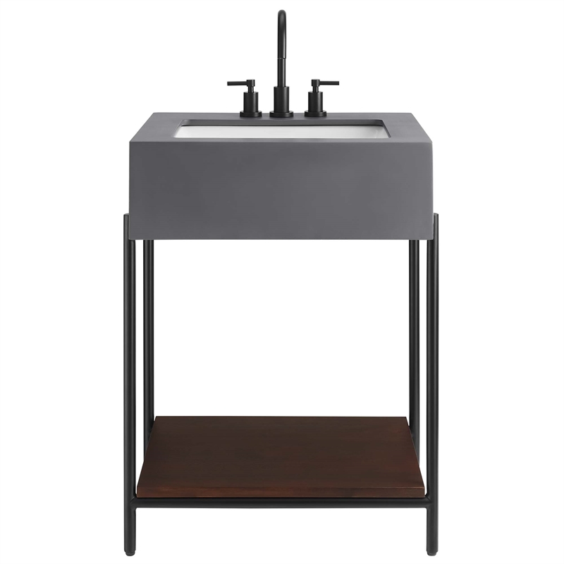 Etch Bathroom Vanity with Sink in Black White