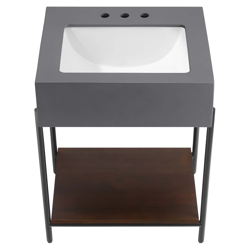Etch Bathroom Vanity with Sink in Black White