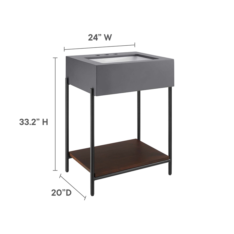 Etch Bathroom Vanity with Sink in Black White