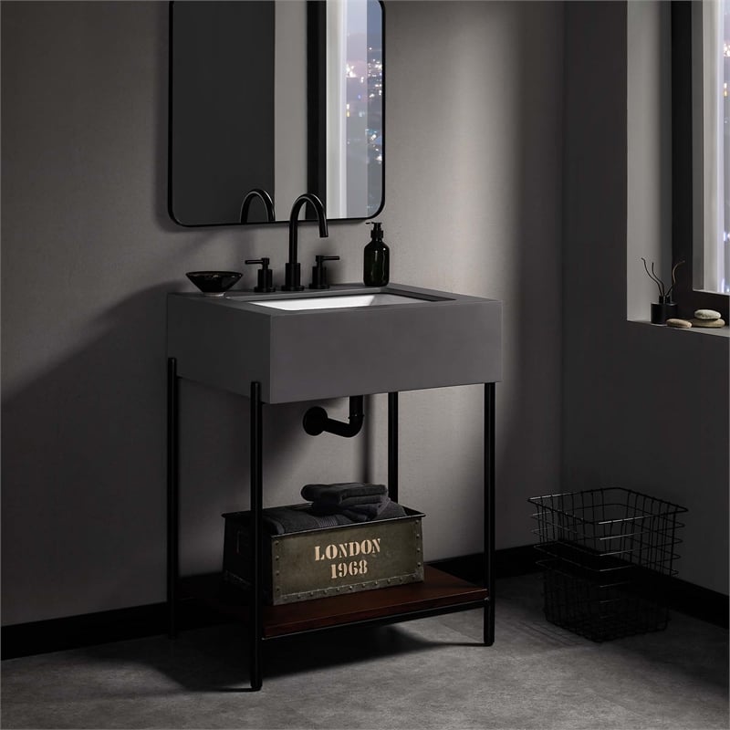 Etch Bathroom Vanity with Sink in Black White