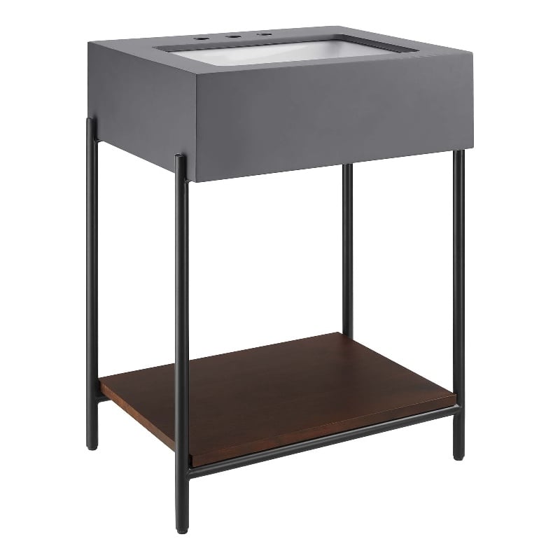 Etch Bathroom Vanity with Sink in Black White