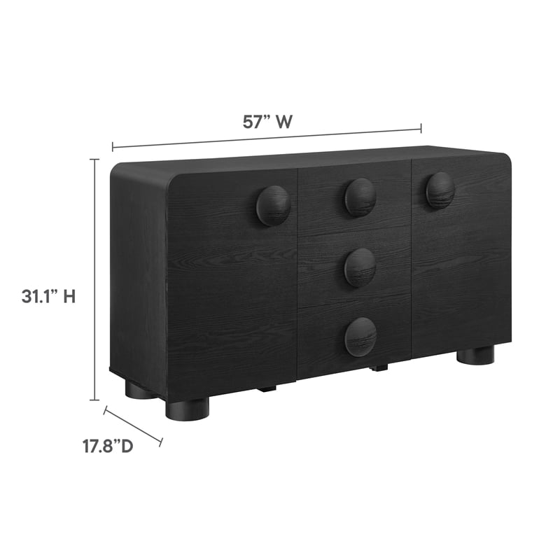 Sonnet Sideboard Storage Cabinet in Black