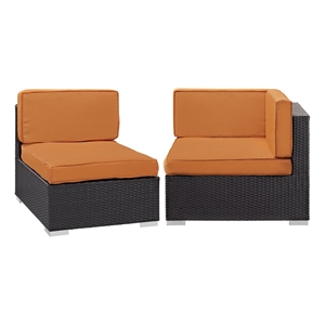 gather sectional set in espresso orange