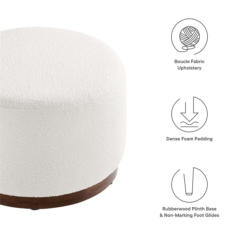 Modway Tilden Ottoman in Cloud White and Walnut