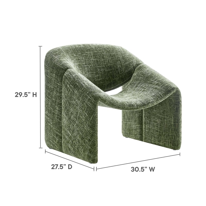 Modway Vivi Metal Frame and Chenille Upholstered Accent Chair in Basil