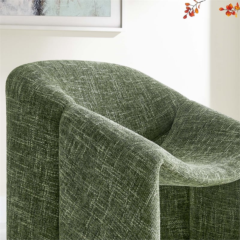 Modway Vivi Metal Frame and Chenille Upholstered Accent Chair in Basil