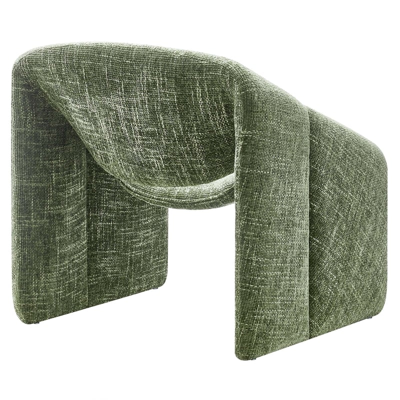Modway Vivi Metal Frame and Chenille Upholstered Accent Chair in Basil