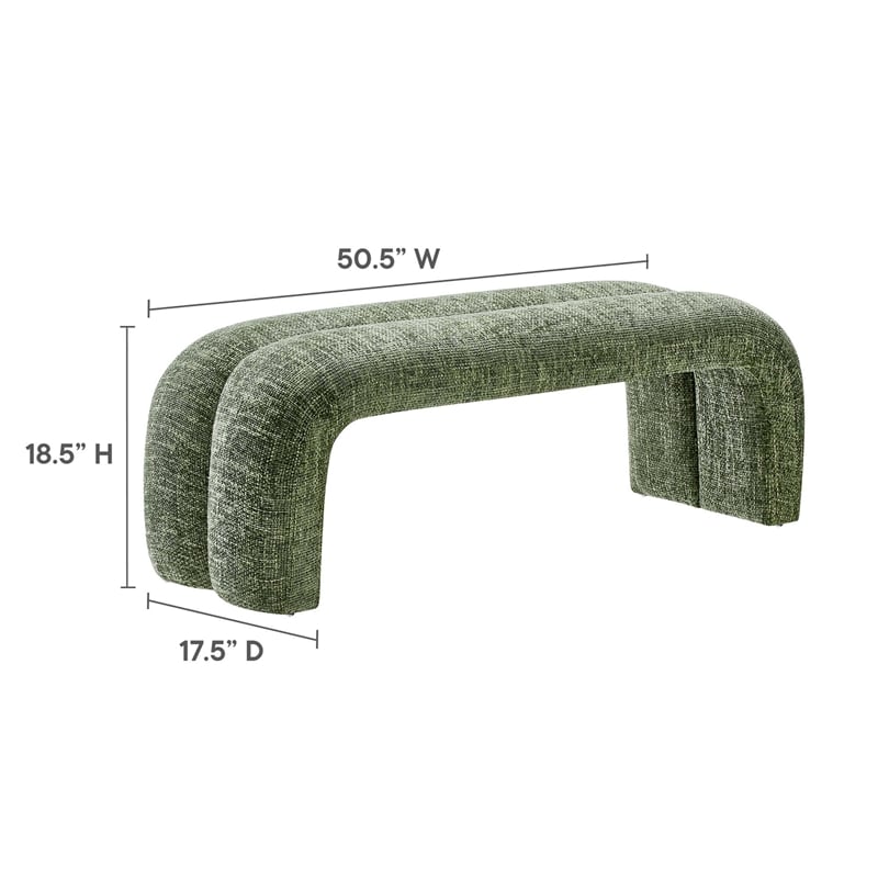 Modway Dax Solid Wood Frame and Chenille Upholstered Accent Bench in Basil