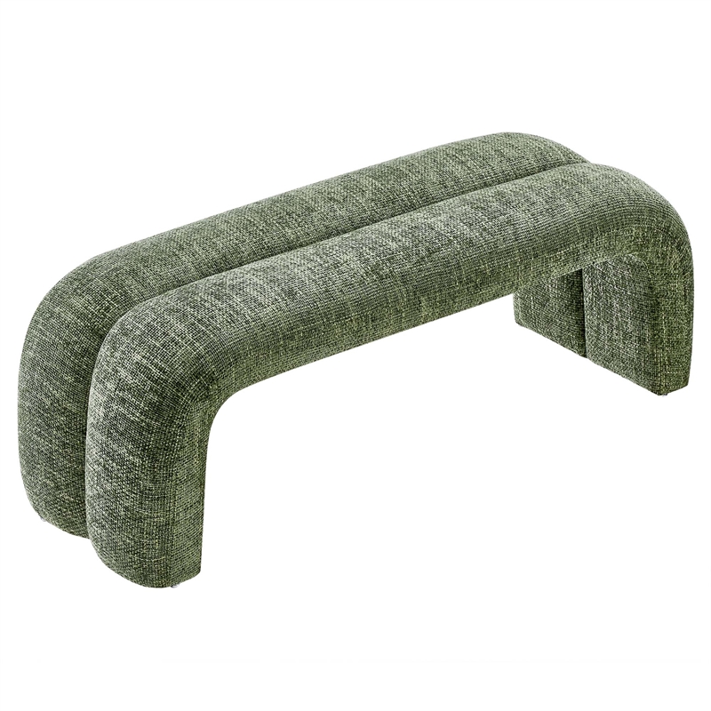 Modway Dax Solid Wood Frame and Chenille Upholstered Accent Bench in Basil