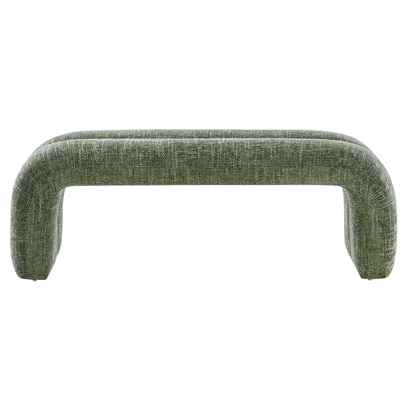 Modway Dax Solid Wood Frame and Chenille Upholstered Accent Bench in Basil