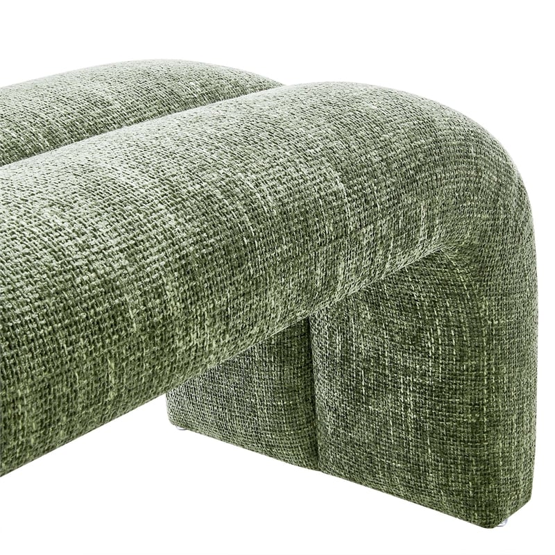 Modway Dax Solid Wood Frame and Chenille Upholstered Accent Bench in Basil