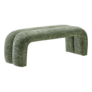 Modway Dax Solid Wood Frame and Chenille Upholstered Accent Bench in Basil