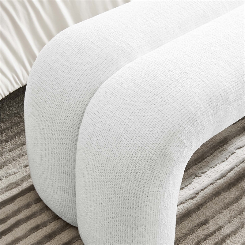 Modway Dax Solid Wood Frame and Chenille Upholstered Accent Bench in Frost