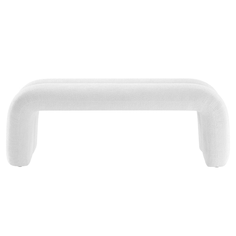 Modway Dax Solid Wood Frame and Chenille Upholstered Accent Bench in Frost