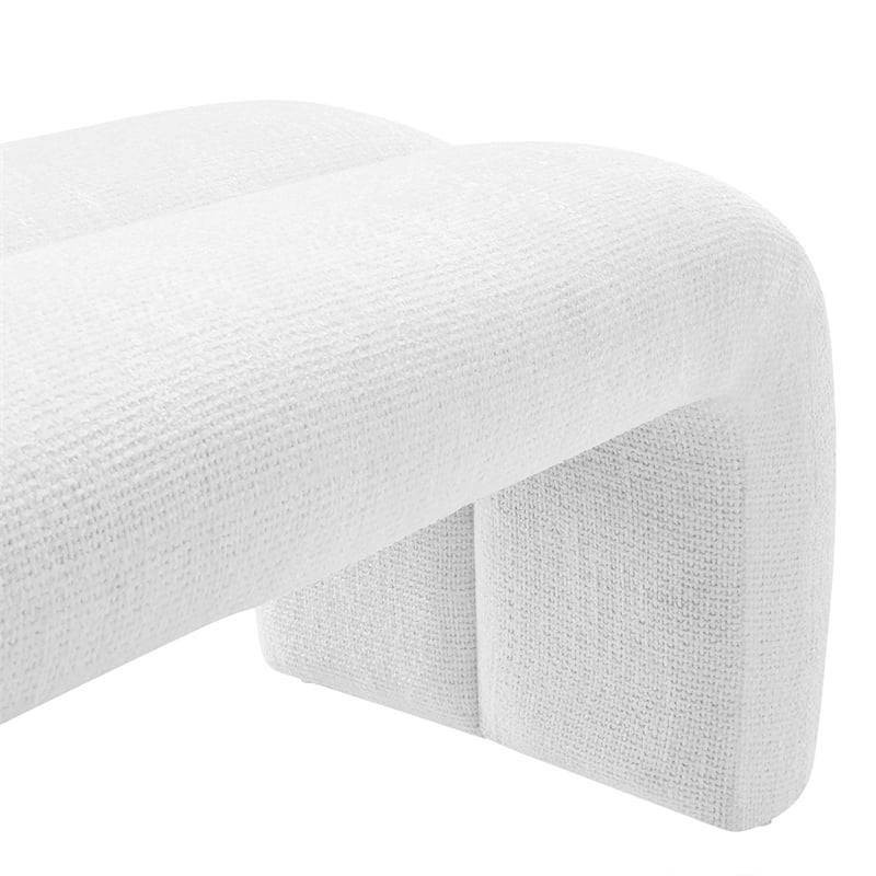 Modway Dax Solid Wood Frame and Chenille Upholstered Accent Bench in Frost