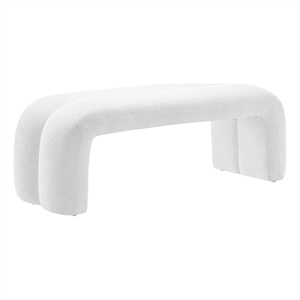 Modway Dax Solid Wood Frame and Chenille Upholstered Accent Bench in Frost