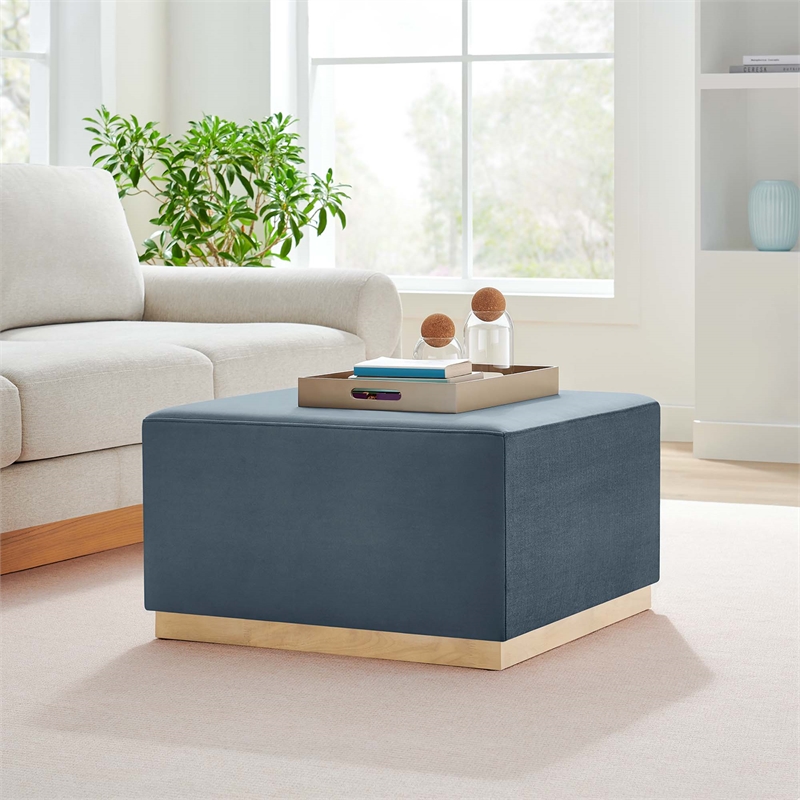 Tilden Ottoman in Cadet Blue Natural