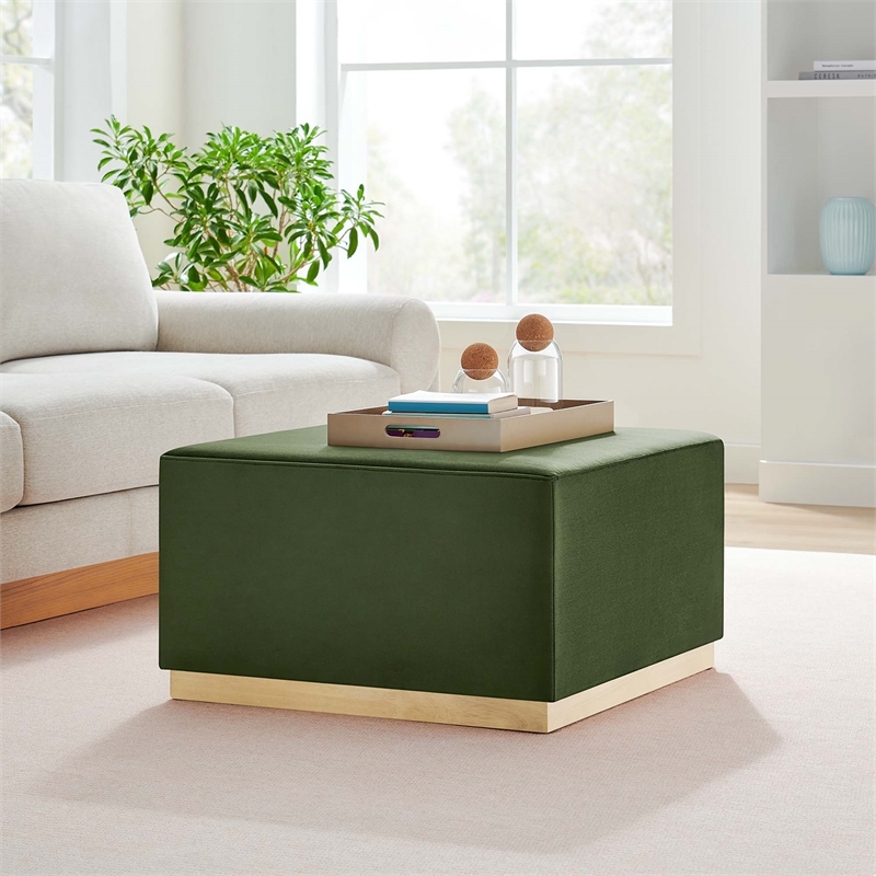 Tilden Ottoman in Moss Green Natural