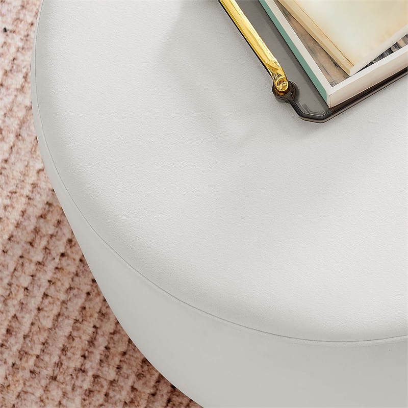 Modway Tilden Performance Velvet Upholstered Ottoman in Alabaster Natural