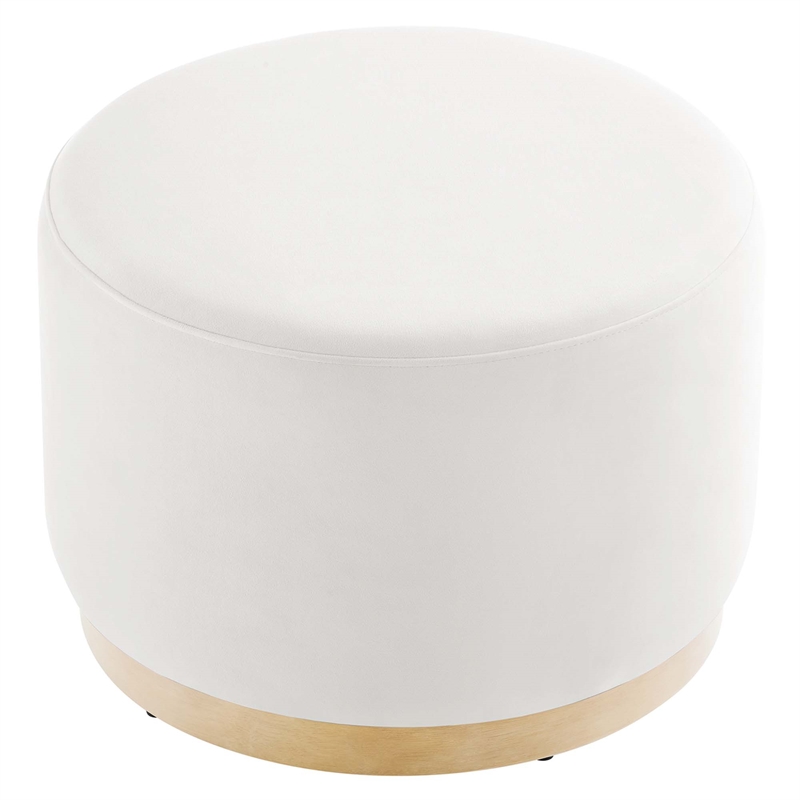 Modway Tilden Performance Velvet Upholstered Ottoman in Alabaster Natural
