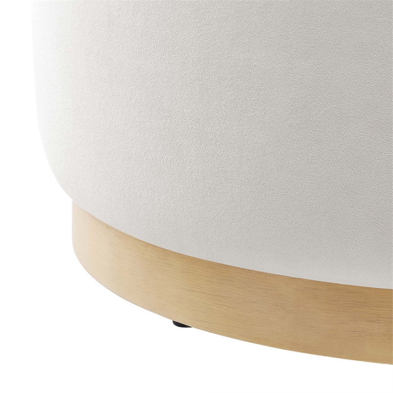 Modway Tilden Performance Velvet Upholstered Ottoman in Alabaster Natural