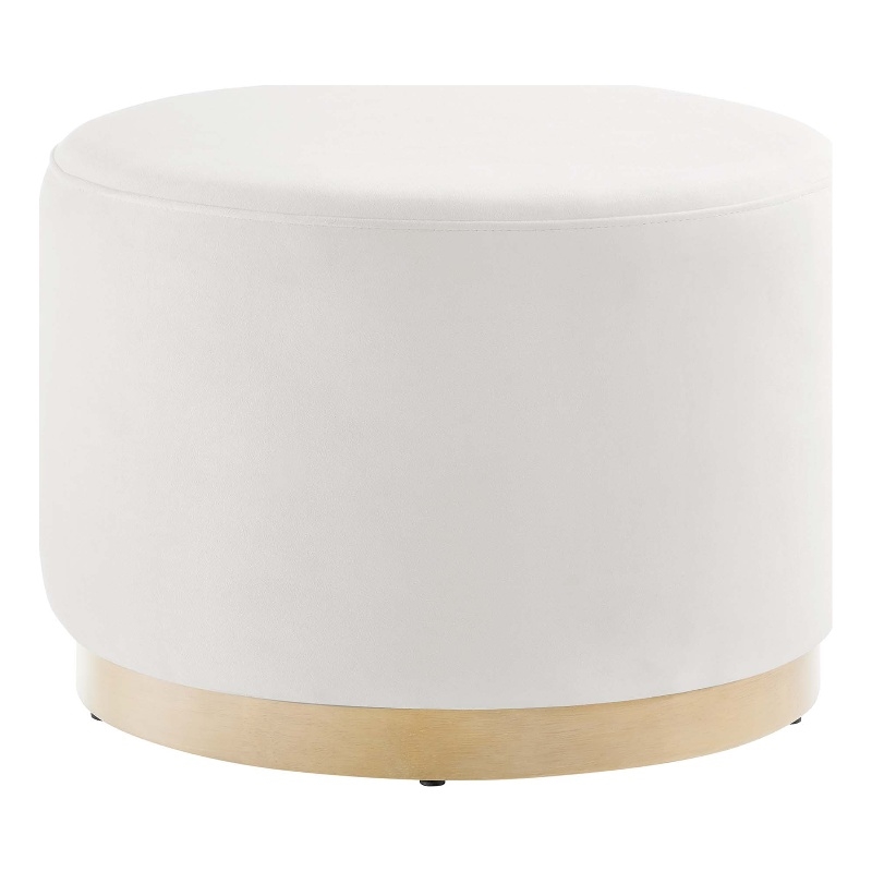 Modway Tilden Performance Velvet Upholstered Ottoman in Alabaster Natural