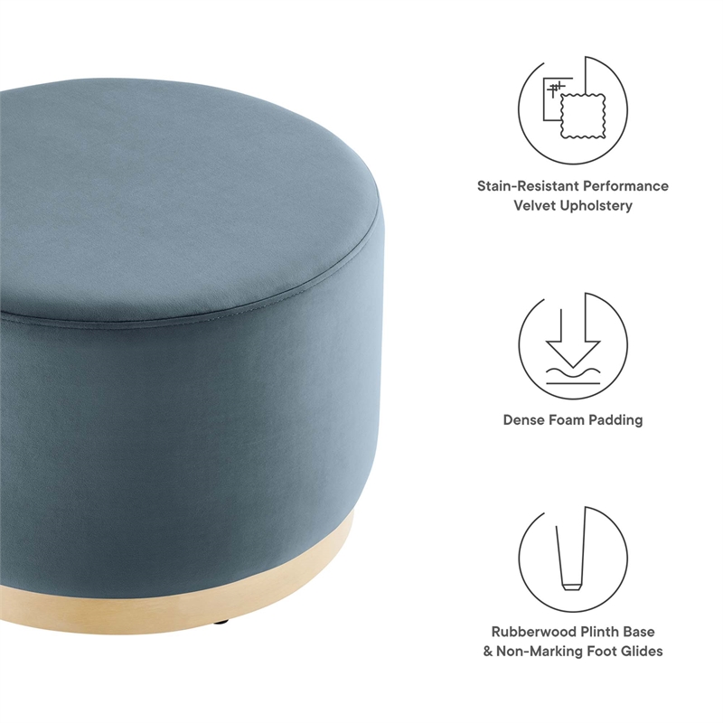 Tilden Ottoman in Cadet Blue Natural