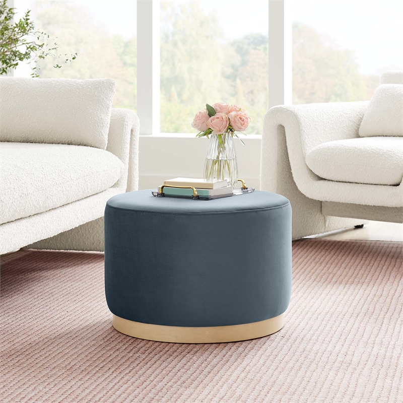 Tilden Ottoman in Cadet Blue Natural
