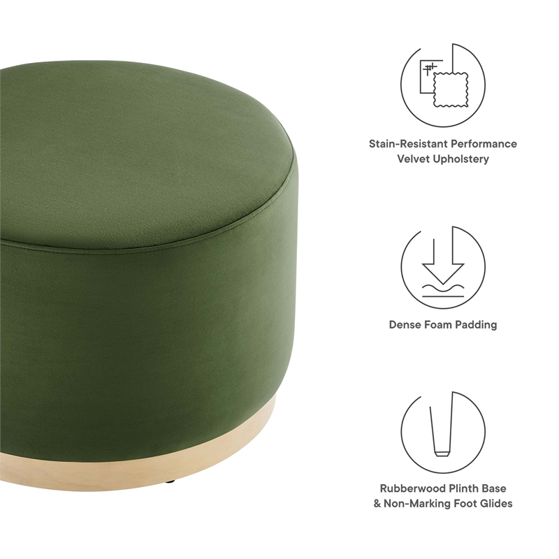 Tilden Ottoman in Moss Green Natural