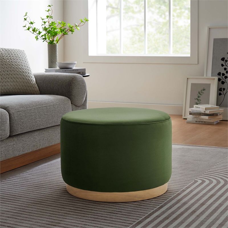 Tilden Ottoman in Moss Green Natural