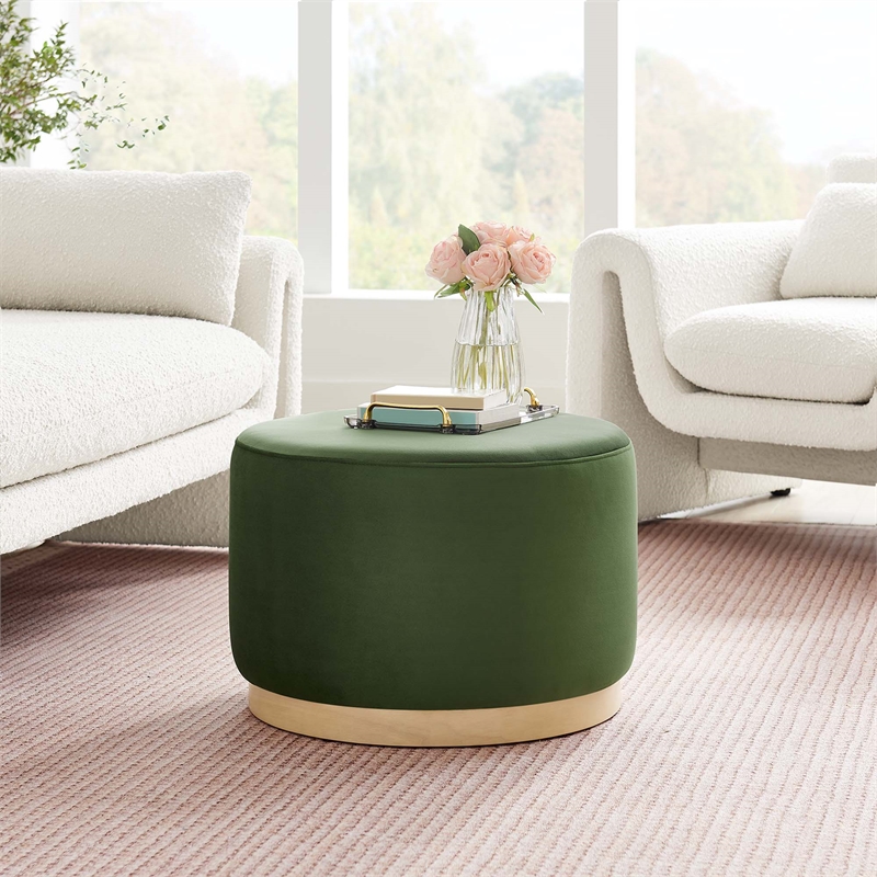 Tilden Ottoman in Moss Green Natural